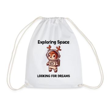 Deer Looking For Dreams Outer Space - Drawstring Bag - white - Front
