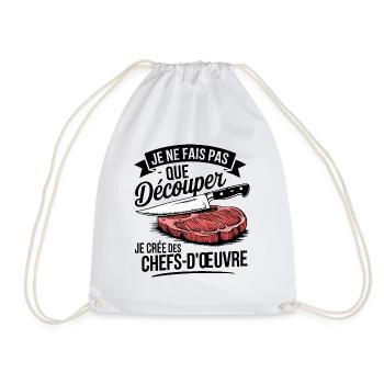 Cadeau pour boucher ou cuisto - Sac de sport léger - blanc - Devant