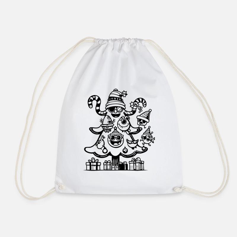 Merry cool Christmas tree with gifts - Drawstring Bag - white