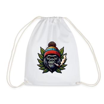 Smoking Gorilla - Drawstring Bag - white - Front