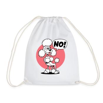 Poodle saying "No! - Drawstring Bag - white - Front
