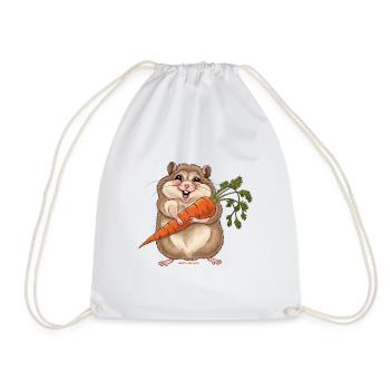 Fröhlicher Hamster mit Möhre - Turnbeutel - Weiß - Vorne