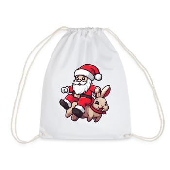 Hase Weihnachtsmann Cartoon - Turnbeutel - Weiß - Vorne