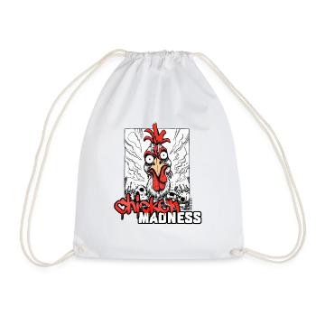 Chicken Madness Shirt – Crazy Chicken - Drawstring Bag - white - Front