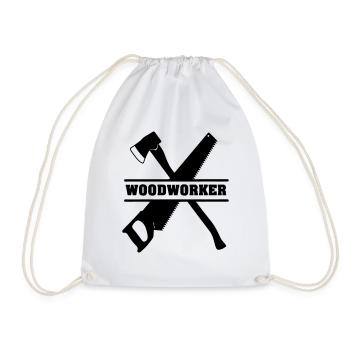 Axe and saw woodworker banner - Drawstring Bag - white - Front