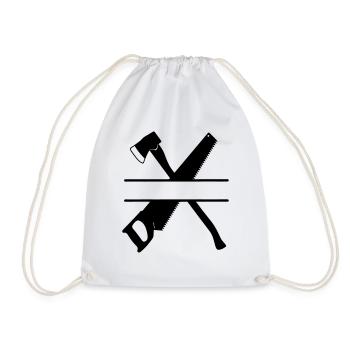 Axe and saw banner - Drawstring Bag - white - Front