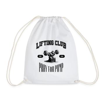 Lifting Club Mönch PRAY FOR PUMP - Turnbeutel - Weiß - Vorne