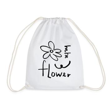 Floral Linear Doodle Drawing - Drawstring Bag - white - Front