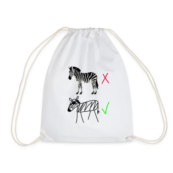 Zebra Contrast – High Quality vs. Hand-Drawn Zebra - Drawstring Bag - white - Front