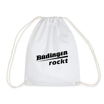 Büdingen rockt - Textdesign mit Stadtnamen - Turnbeutel - Weiß - Vorne