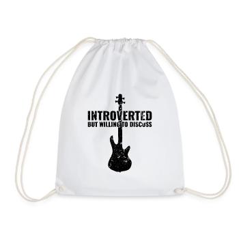 INTROVERTED BUT WILLING DISCUSS bass player - Drawstring Bag - white - Front