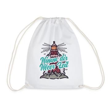 Nimm Dir Meer Zeit Nordsee Geschenk Leuchtturm - Turnbeutel - Weiß - Vorne