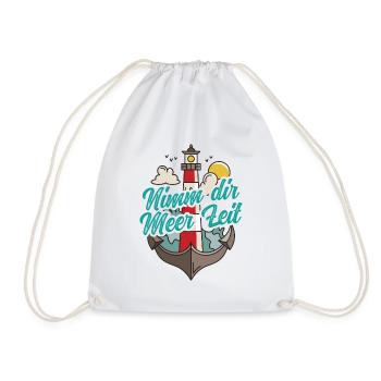 Nimm Dir Meer Zeit Nordsee Geschenk Leuchtturm - Turnbeutel - Weiß - Vorne