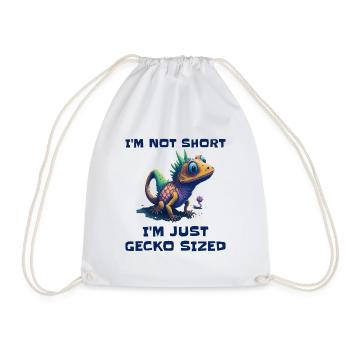 "I'm Not Short, I'm Just Gecko Sized" Cute Gecko - Drawstring Bag - white - Front