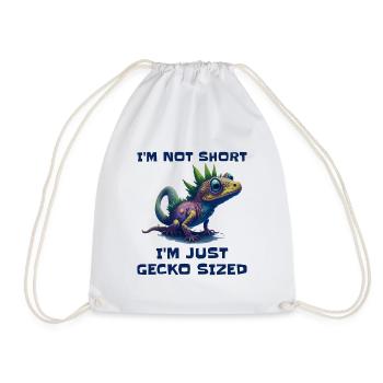 "I'm Not Short, I'm Just Gecko Sized" Cute Gecko - Drawstring Bag - white - Front