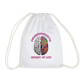"Different, Not Less" Neurodiversity - Drawstring Bag - white - Front