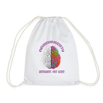"Different, Not Less" Neurodiversity - Drawstring Bag - white - Front