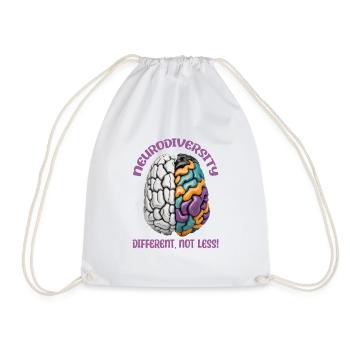 "Different, Not Less" Neurodiversity - Drawstring Bag - white - Front