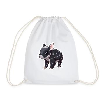 Cute Mountain Tapir Illustration - Adorable Animal - Drawstring Bag - white - Front