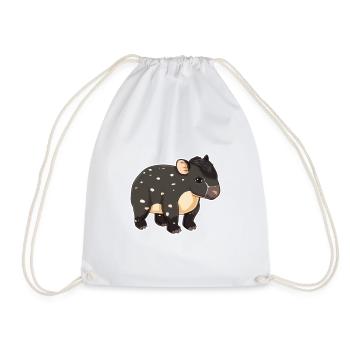 Cute Mountain Tapir Illustration - Adorable Animal - Drawstring Bag - white - Front