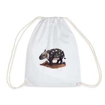 Cute Mountain Tapir Illustration - Adorable Animal - Drawstring Bag - white - Front