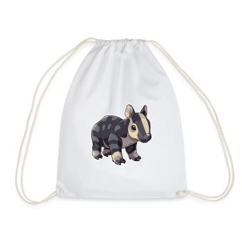 Cute Mountain Tapir Illustration - Adorable Animal - Drawstring Bag - white - Front