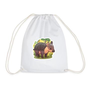 Cute Mountain Tapir Illustration - Adorable Animal - Drawstring Bag - white - Front