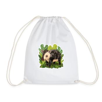 Cute Mountain Tapir Illustration - Adorable Animal - Drawstring Bag - white - Front