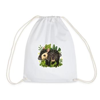 Cute Mountain Tapir Illustration - Adorable Animal - Drawstring Bag - white - Front