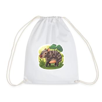 Cute Mountain Tapir Illustration - Adorable Animal - Drawstring Bag - white - Front