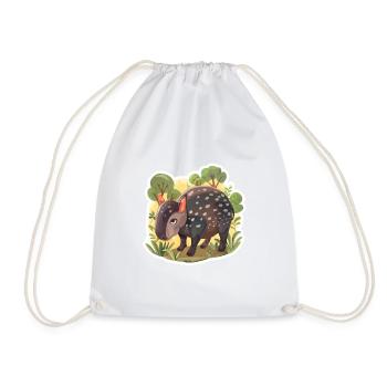Cute Mountain Tapir Illustration - Adorable Animal - Drawstring Bag - white - Front