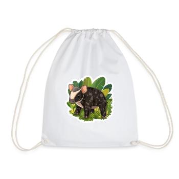 Cute Mountain Tapir Illustration - Adorable Animal - Drawstring Bag - white - Front