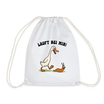Laufente Schneckenjäger Lustiges Laufenten Ente - Turnbeutel - Weiß - Vorne