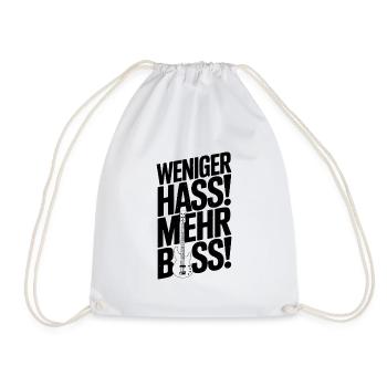 Less hate, more bass! - Drawstring Bag - white - Front
