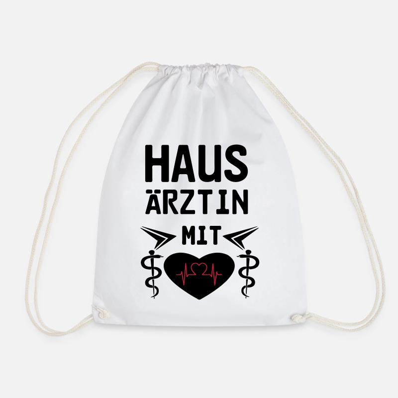 Hausärztin mit Herz Geschenk - Turnbeutel - Weiß