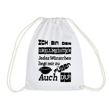 Grillmeister Spruch Grill grillen Geschenk Spruch - Turnbeutel - Weiß - Vorne