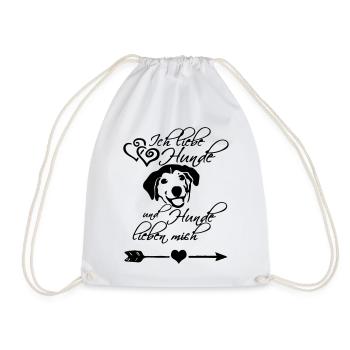 Ich liebe Hunde Liebe Tier Haustier Geschenk - Turnbeutel - Weiß - Vorne