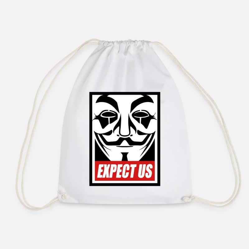 Anonymous - Expect us - We are legion - Drawstring Bag - white