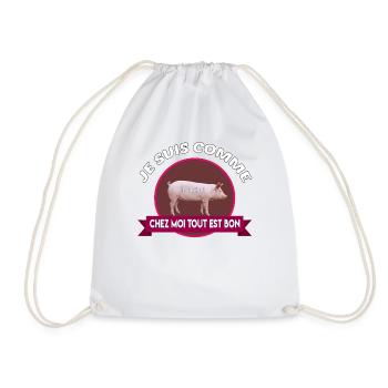 I AM LIKE PIG AT ME EVERYTHING IS GOOD - Drawstring Bag - white - Front