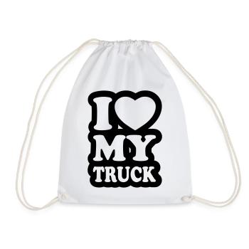 I love my truck - Drawstring Bag - white - Front