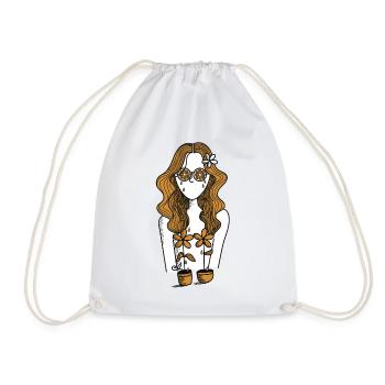Flower Girl Bizarre New Age Hippie - Drawstring Bag - white - Front