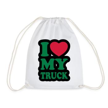 I love my truck - Drawstring Bag - white - Front