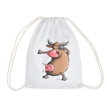 Funny Dab Dance - Cow - Dancing - Drawstring Bag - white - Front
