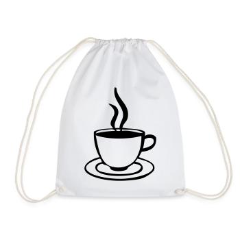 coffee cup - Drawstring Bag - white - Front