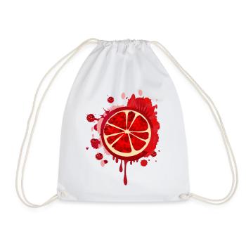 blood-red pomegranate graffiti with seeds - Drawstring Bag - white - Front