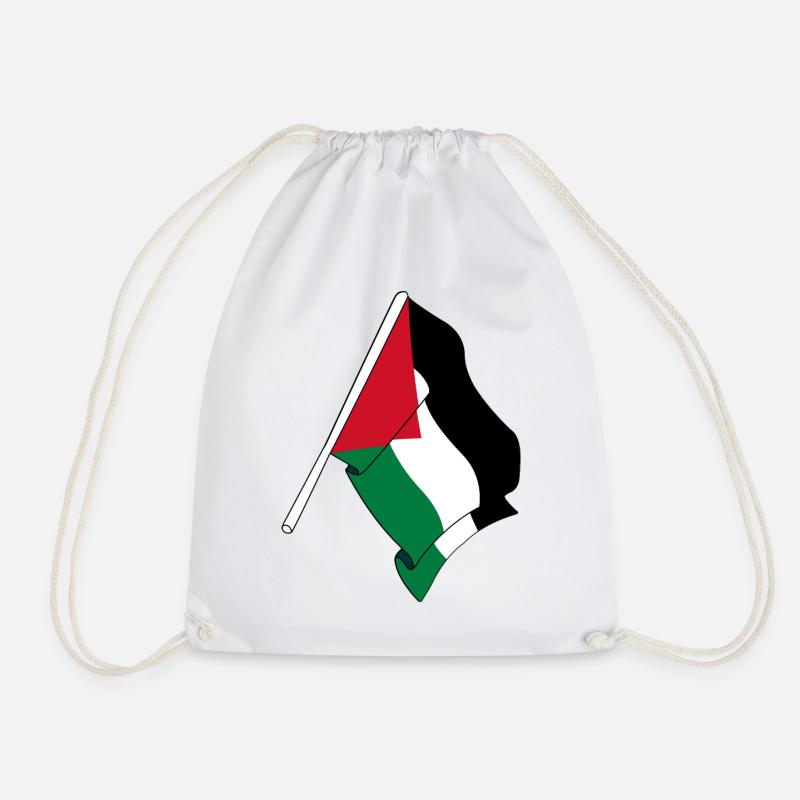Flag Palestine Palestinian Flag - Drawstring Bag - white
