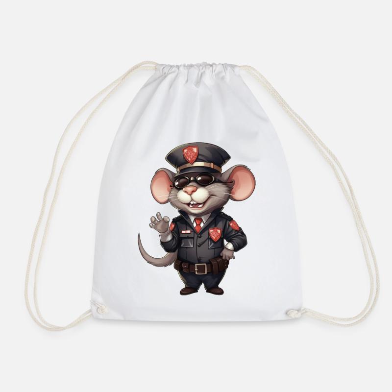 Rats Policeman - Drawstring Bag - white