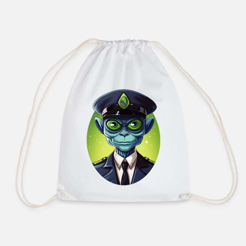 Alien Cop - Drawstring Bag - white