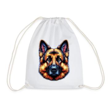 German Shepherd Dog Rex - Drawstring Bag - white - Front