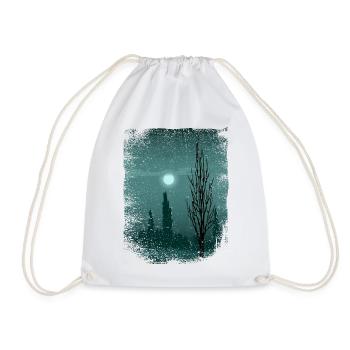 Moon shimmers on trees - Drawstring Bag - white - Front